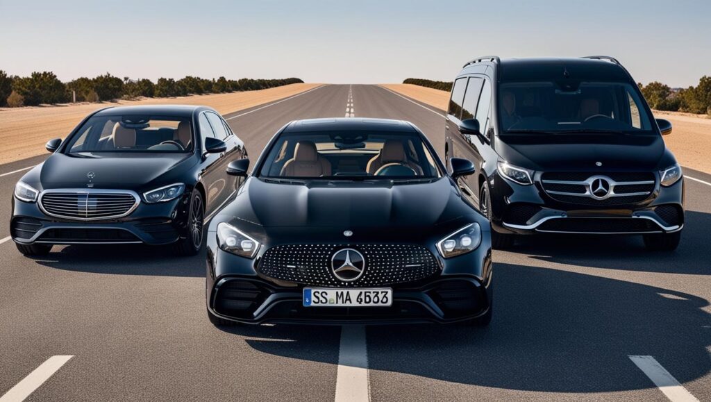 Luxury on the Road Black Mercedes E S and V Class 2023