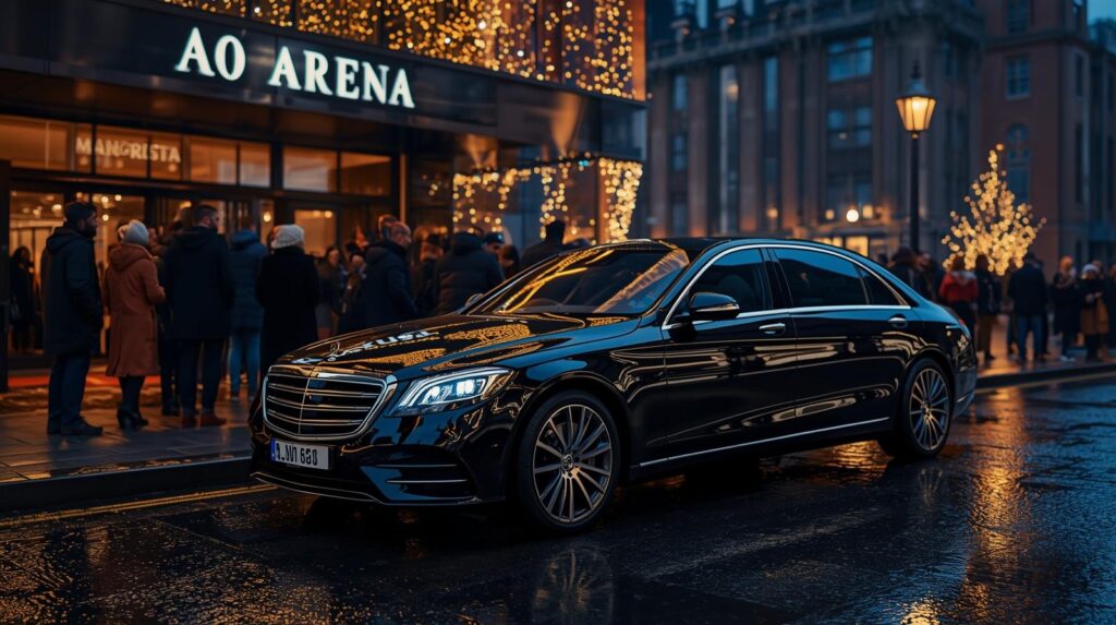 AO Arena Manchester with Mercedes S Class